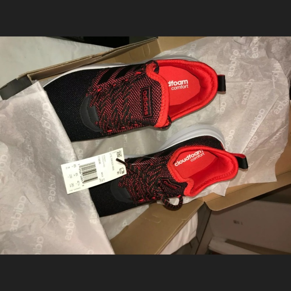 ADIDAS LITE RACR RBN CORE BLACK ACTIVE RED SIZE 9 - Picture 3 of 5
